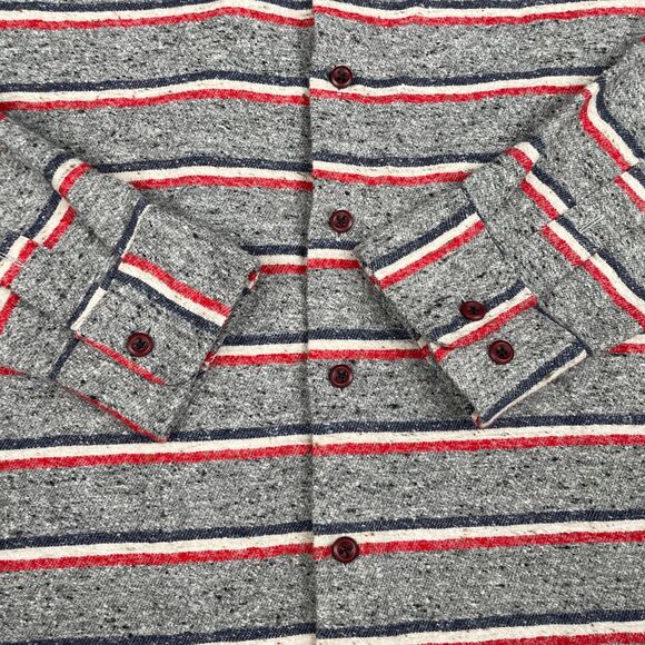 American Apparel Flannel Shirt Mens M Gray Stripe Western Workwear Poly USA Made - Picture 4 of 8